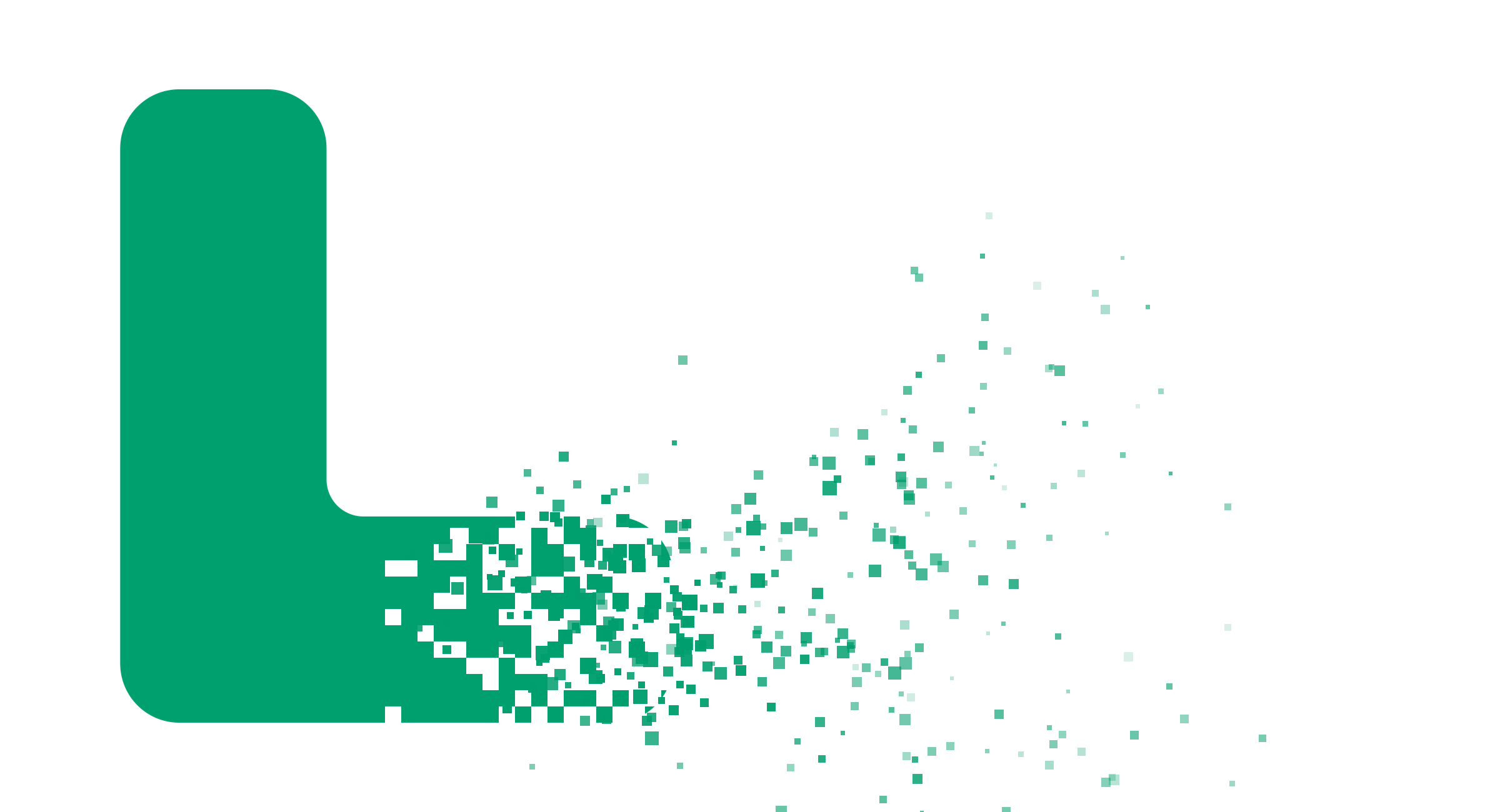 The LowEX logo — a green letter L scattering into pixels